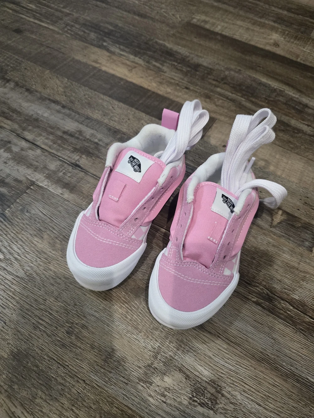 Vans Kids Pink Checkerboard Old Skool Slip-On Sneakers
